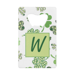 St. Patrick's Clover Monogram Credit Card Bottle Opener