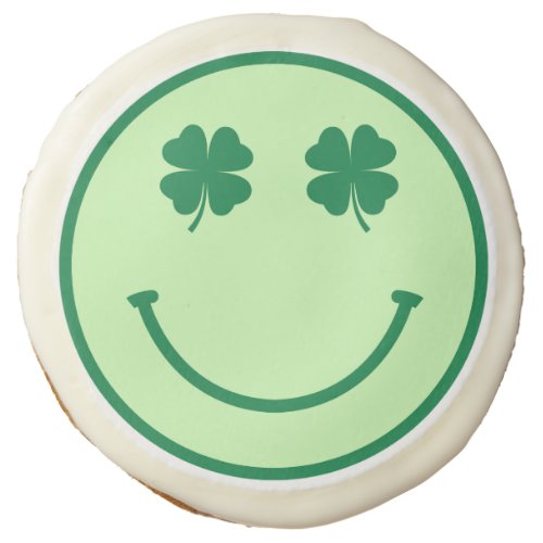 StPatricks Clover Smile Sugar Cookie