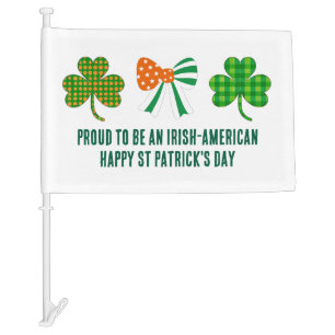 St Patricks Coquette Shamrock Personalized Car Flag