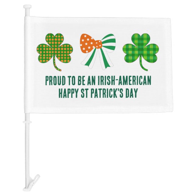 St Patricks Coquette Shamrock Personalized Car Flag (Front)
