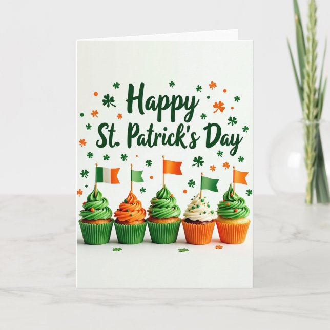 St Patricks Cupcake Glitter Texture Card (Front)