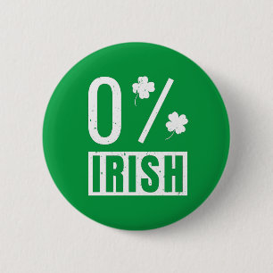 St Patrick's Day 0% Irish Four Leaf Clover Button
