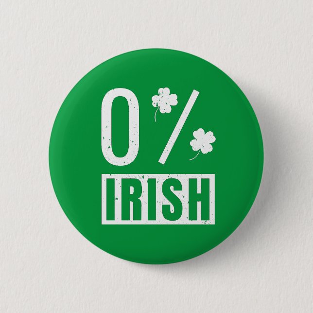 St Patrick's Day 0% Irish Four Leaf Clover Button (Front)