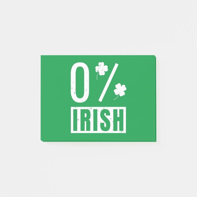 St Patrick's Day 0% Irish Four Leaf Clover Post-it Notes (Front)