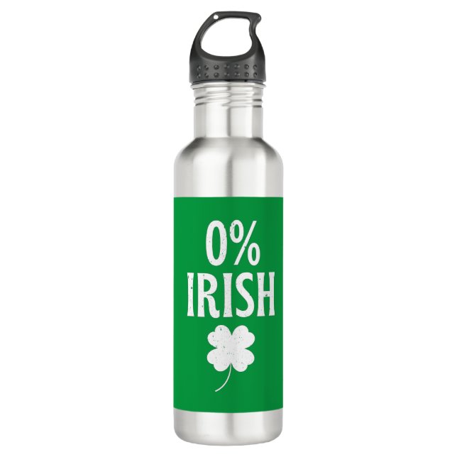 St Patrick's Day 0% Irish Stainless Steel Water Bottle (Front)