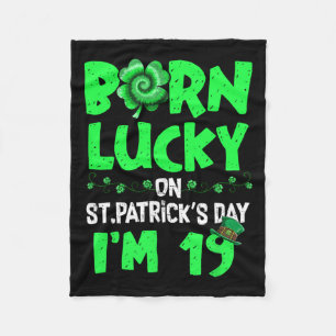 St Patricks Day 19th Birthday Boy Girl 19 Years Ol Fleece Blanket