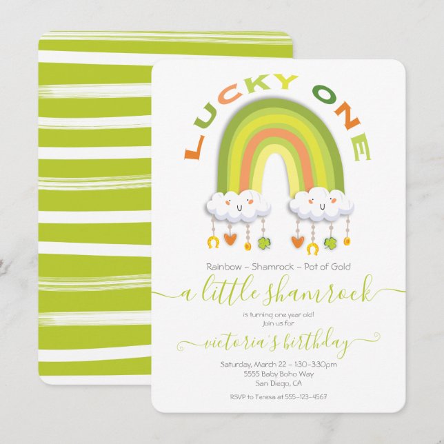 St. Patrick's Day 1st Birthday Lucky One Invitation (Front/Back)