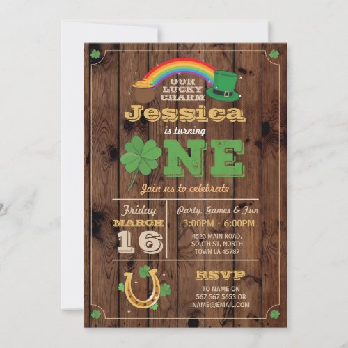 St Patricks Day 1st Birthday Party Invitation One