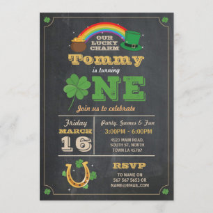St. Patricks Day 1st Birthday Party Invite One