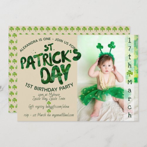 St Patricks Day 1st BIRTHDAY _ PHOTO Invitation