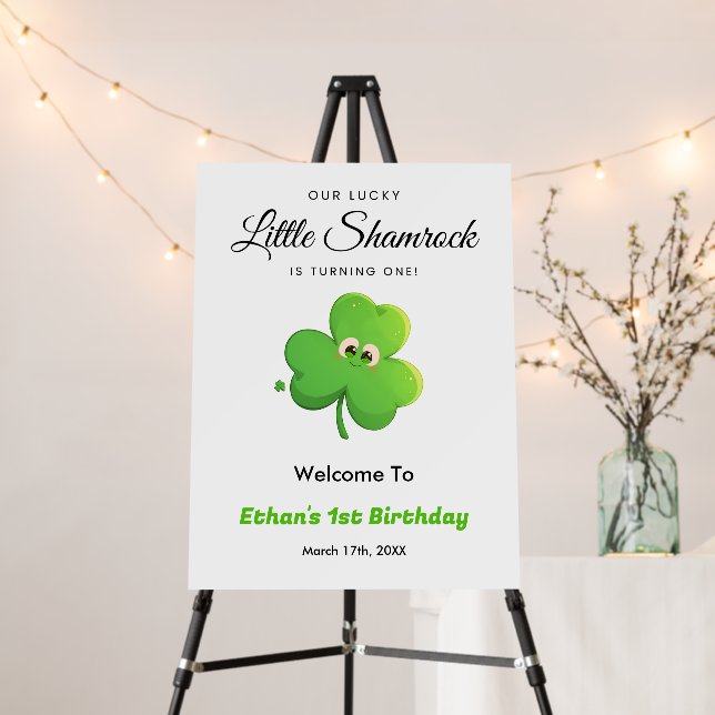 St Patrick's Day 1st Birthday Welcome Sign  (In Situ (Stand))