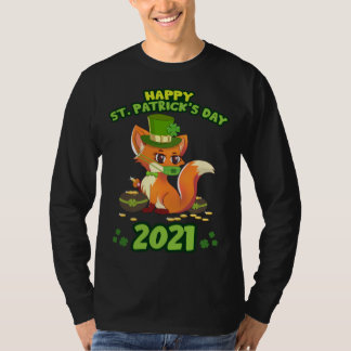 St Patricks Day 2021 Lucky Fox Irish Social Distan T-Shirt