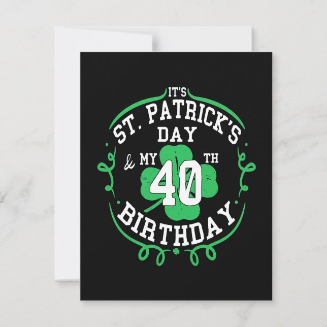 St Patricks Day 40th Birthday Card (Front)