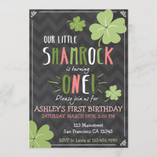 St. Patrick's Day 4 Leaf Clover Birthday Invite