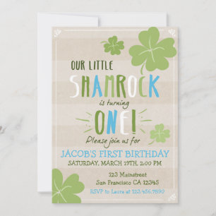 St. Patrick's Day 4 Leaf Clover Birthday Invite