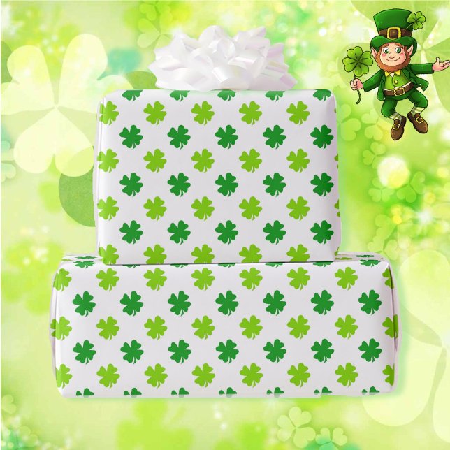 St. Patrick's Day 4 Leaf Clover Lucky Shamrock Wrapping Paper (Creator Uploaded)