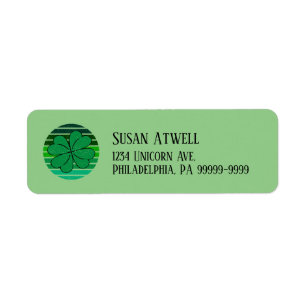 St. Patrick's Day 4 Leaf Clover Return Address Label
