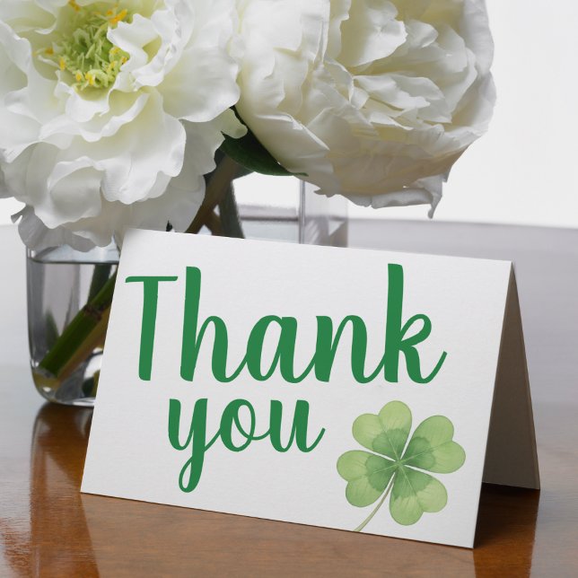 St Patrick's Day 4 Leaf Clover Shamrock Letterpress Thank You Card (Creator Uploaded)