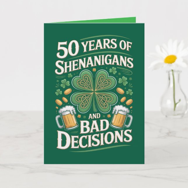  St. Patrick's Day 50th Birthday Card (Small Plant)