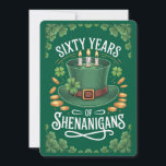 St. Patrick's Day 60th Birthday Card<br><div class="desc">Sixty years of an incredible life, celebrated on the most spirited day of the year! This St. Patrick's Day 60th birthday card honors a magnificent milestone with double the festivity, sending golden wishes wrapped in iconic Irish luck. Find the perfect card for this legendary celebration right here! This joyful design...</div>