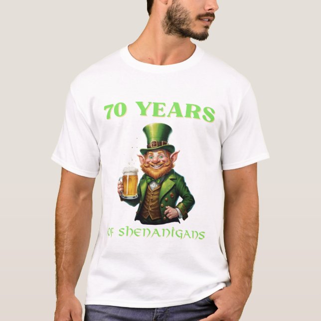 St Patricks Day 70 Years Shenanigans Birthday T-Shirt (Front)