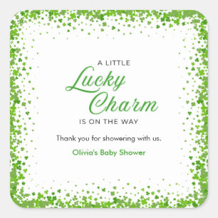St Patrick's Day A Little Lucky Charm Baby Shower Square Sticker