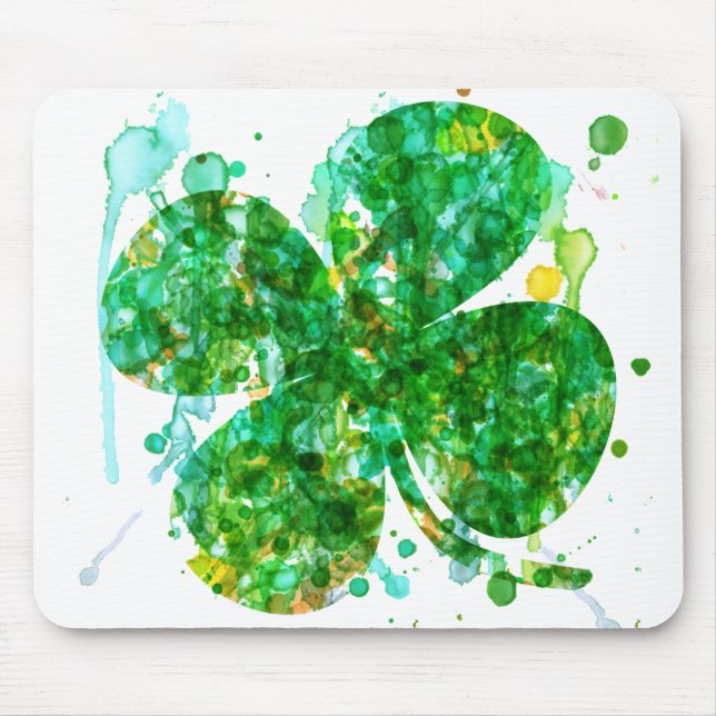 St. Patricks Day Abstract Shamrock Art Mouse Pad (Front)