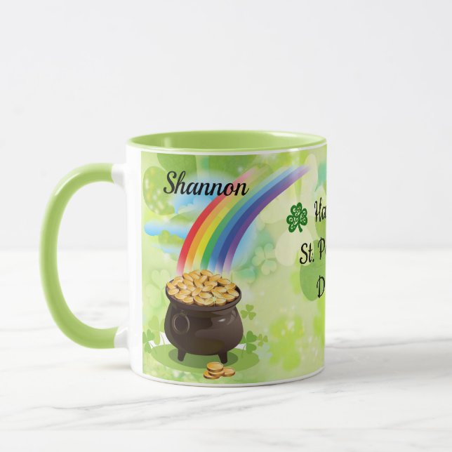 St. Patrick's Day Add Name Leprechaun Coffee Mug (Left)