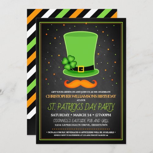St Patricks Day Adult Birthday Party Invitations