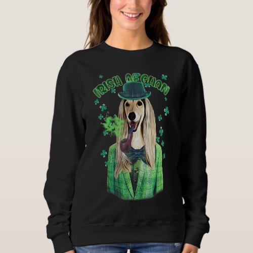 St Patricks Day Afghan Dog Shamrock Clover Sweatshirt