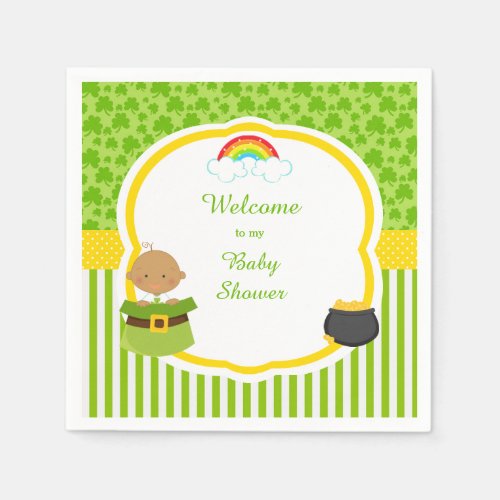 St Patricks Day African American Baby Shower Napkins