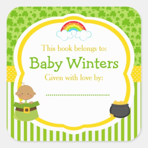 St Patricks Day African American Baby Shower Square Sticker
