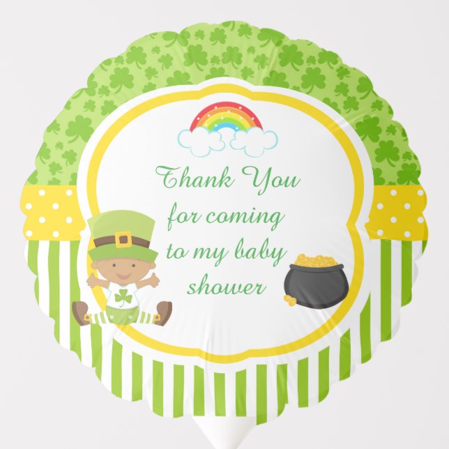 St Patrick's Day African American Boy Baby Shower Balloon (Front)