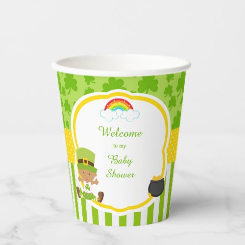 St Patricks Day African American Girl Baby Shower Paper Cups