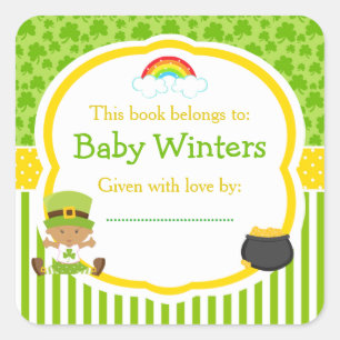 St Patrick's Day African American Girl Baby Shower Square Sticker