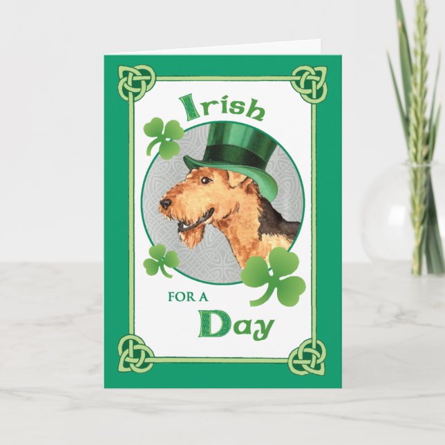 St. Patrick's Day Airedale Card (Front)