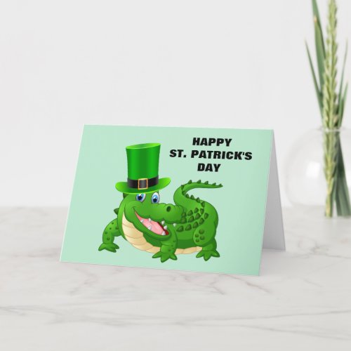 St Patricks Day Alligator Folded Holiday Card