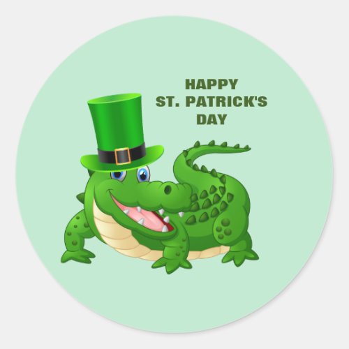 St Patricks Day Alligator  Holiday  Classic Round Sticker