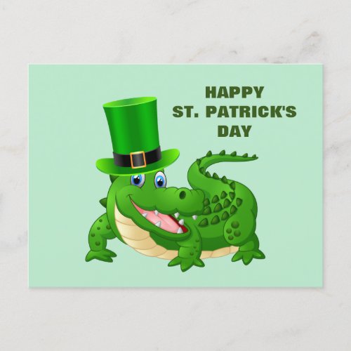 St Patricks Day Alligator  Holiday Postcard