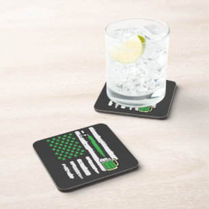St Patricks Day America Flag Saint Beverage Coaster