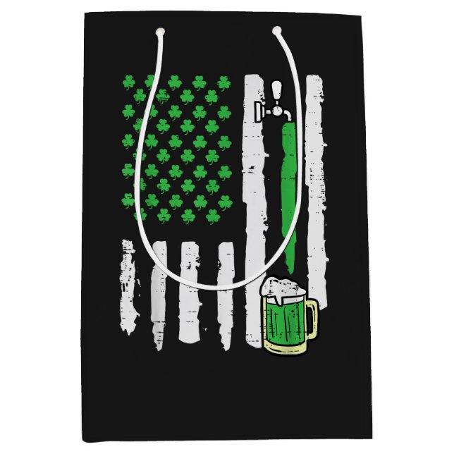 St Patricks Day America Flag Saint Medium Gift Bag (Front)
