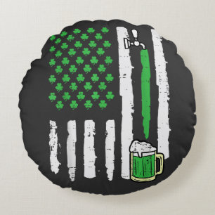 St Patricks Day America Flag Saint Round Pillow