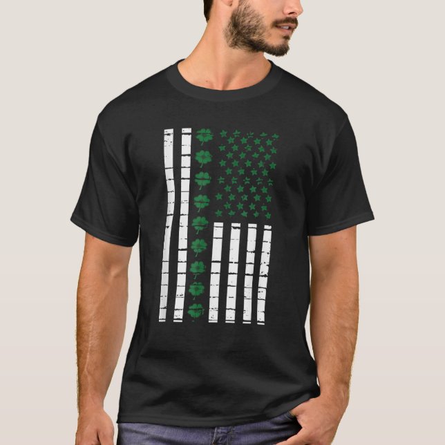 St. Patrick's Day American Flag Irish T-Shirt (Front)