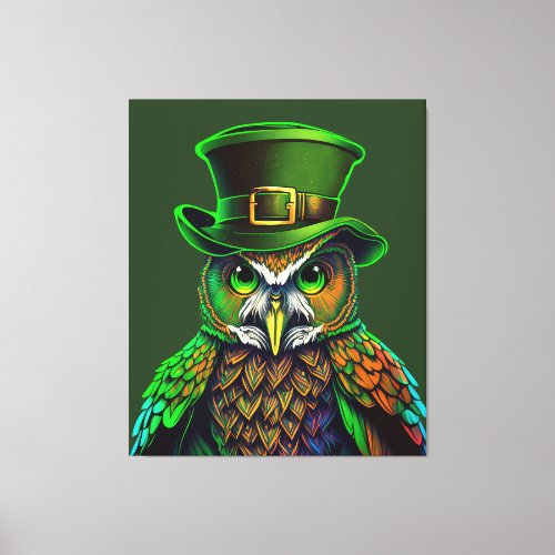 St Patricks Day an owl in a hat Canvas Print