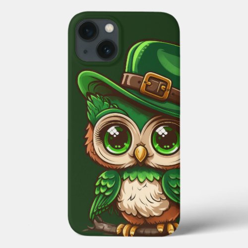 St Patricks Day an owl in a hat iPhone 13 Case