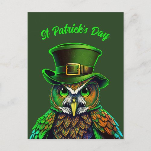 St Patricks Day an owl in a hat Postcard