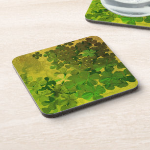 St. Patrick's Day and Good Luck ,Four-leaf clover Beverage Coaster