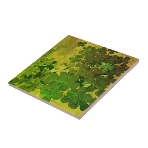 St Patricks Day and Good Luck Four_leaf clover Ceramic Tile