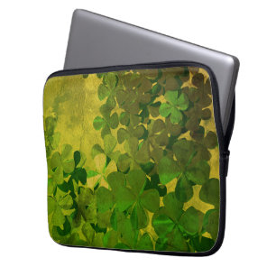 St. Patrick's Day and Good Luck ,Four-leaf clover Laptop Sleeve