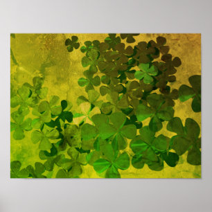 St. Patrick's Day and Good Luck ,Four-leaf clover Poster